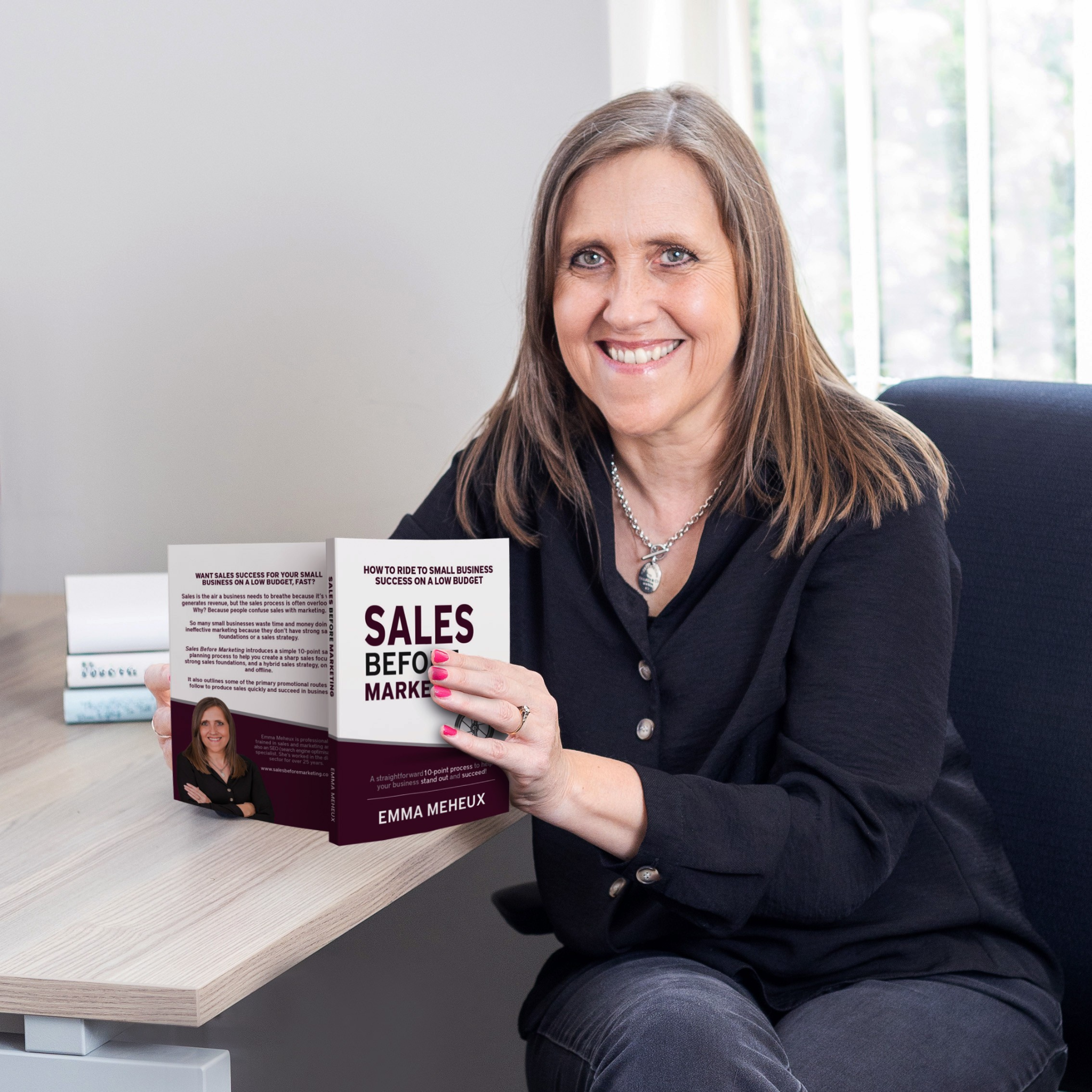 Emma holding the book